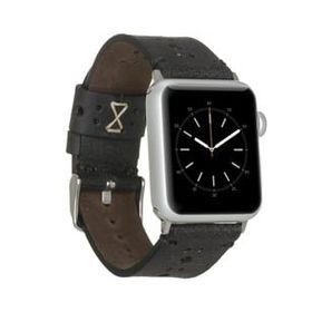 Plm Delikli Siyah 42-44-45 mm Apple Watch Uyumlu Deri Kordon