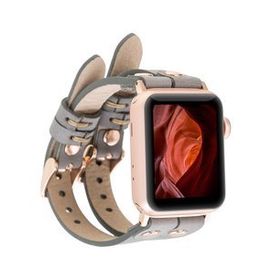 Plm Ely Double Tour RST9 Gri Apple Watch Uyumlu Deri Kordon