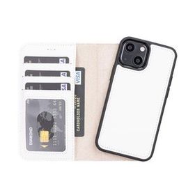 Plm F3 Beyaz Apple İphone 13 Mini Uyumlu Deri Cüzdanlı Kılıf