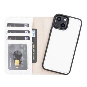 Plm F3 Beyaz Apple İphone 13 Mini Uyumlu Deri Cüzdanlı Kılıf