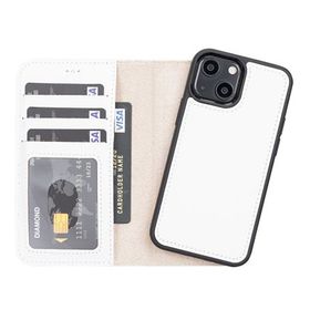 Plm F3 Beyaz Apple İphone 13 Mini Uyumlu Deri Cüzdanlı Kılıf