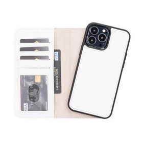 Plm F3 Beyaz Apple iPhone 13 Pro Max Uyumlu Deri Cüzdanlı Kılıf