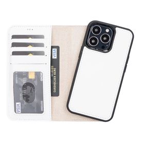 Plm F3 Beyaz Apple iPhone 13 Pro Uyumlu Deri Cüzdanlı Kılıf