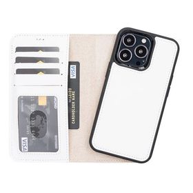 Plm F3 Beyaz Apple iPhone 13 Pro Uyumlu Deri Cüzdanlı Kılıf