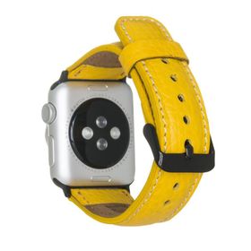 Plm FL12 Sarı 42-44-45 mm Apple Watch Uyumlu Deri Kordon