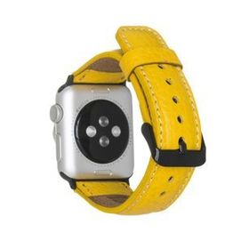 Plm FL12 Sarı 42-44-45 mm Apple Watch Uyumlu Deri Kordon