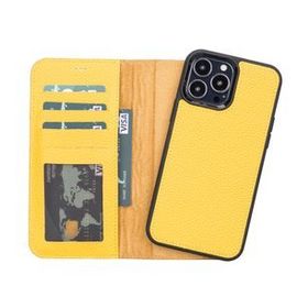 Plm Fl12 Sarı Apple İphone 13 Pro Max Uyumlu Deri Cüzdanlı Kılıf