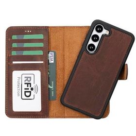 Plm G2 Samsung Galaxy S23 Uyumlu Kahve Deri Cüzdanlı Kılıf