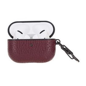 Plm Juni ERC14 Bordo Apple AirPods Pro Uyumlu Deri Kılıf