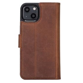 Plm Liluri G2 Kahve Apple iPhone 13 Uyumlu Deri Cüzdanlı Kılıf