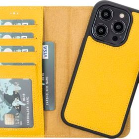 Plm MWWN FL12 Apple iPhone 14 Pro Uyumlu Sarı Deri Cüzdanlı Kılıf
