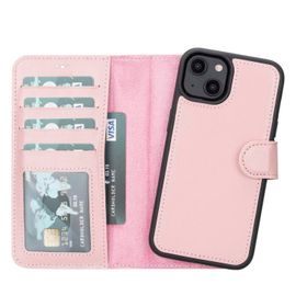 Plm MWWN NU2 Apple iPhone 14 Plus Uyumlu Pembe Deri Cüzdanlı Kılıf