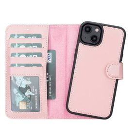 Plm MWWN NU2 Apple iPhone 14 Plus Uyumlu Pembe Deri Cüzdanlı Kılıf