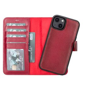 Plm MWWN V4EF Apple iPhone 14 Uyumlu Kırmızı Deri Cüzdanlı Kılıf