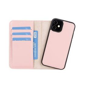 Plm NU2 Pembe Apple iPhone 12 mini Uyumlu Deri Cüzdanlı Kılıf