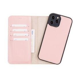 Plm NU2 Pembe Apple iPhone 12 Pro Max Uyumlu Deri Cüzdanlı Kılıf