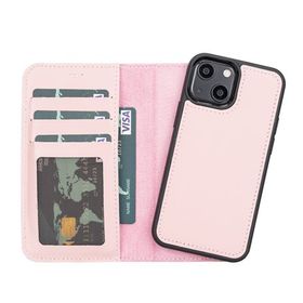 Plm NU2 Pembe Apple iPhone 13 Mini Uyumlu Deri Cüzdanlı Kılıf