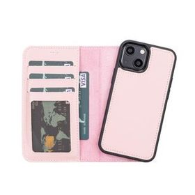 Plm NU2 Pembe Apple iPhone 13 Mini Uyumlu Deri Cüzdanlı Kılıf