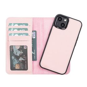 Plm NU2 Pembe Apple iPhone 13 Uyumlu Deri Cüzdanlı Kılıf