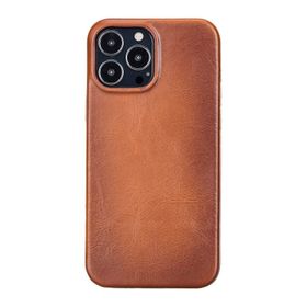 Plm Rock RST2EF Taba Apple iPhone 13 Pro Max Uyumlu Deri Arka Kapak