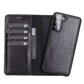 Plm RST1 Samsung Galaxy S21 Plus Uyumlu Siyah Deri Cüzdanlı Kılıf