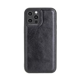 Plm Rst1 Siyah Apple İphone 12 Pro Max Uyumlu Deri Arka Kapak