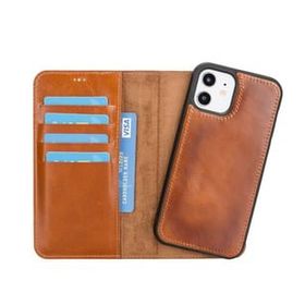 Plm RST2EF Apple iPhone 12 Uyumlu Taba Deri Cüzdanlı Kılıf