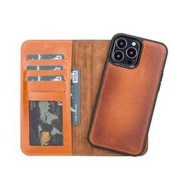 Plm RST2EF Taba Apple iPhone 13 Pro Max Uyumlu Deri Cüzdanlı Kılıf