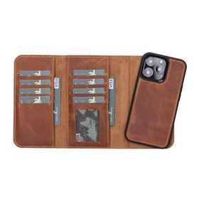 Plm Santa G19 Taba Apple iPhone 13 Pro Uyumlu Deri Cüzdanlı Kılıf