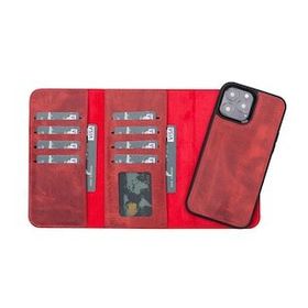 Plm Santa G4 Kırmızı Apple İphone 13 Pro Max Uyumlu Deri Cüzdanlı Kılıf
