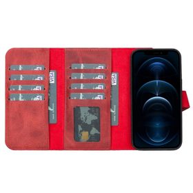 Plm Santa G4 Kırmızı Apple iPhone 13 Pro Uyumlu Deri Cüzdanlı Kılıf