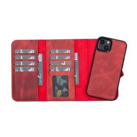 Plm Santa G4 Kırmızı Apple iPhone 13 Uyumlu Deri Cüzdanlı Kılıf