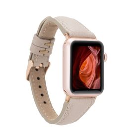 Plm Slim ERC3 Bej 38-40-41 mm Apple Watch Uyumlu Deri Kordon