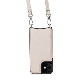 Plm UFW ERC3 Apple iPhone 12 Mini Uyumlu Bej Deri Askılı Kılıf