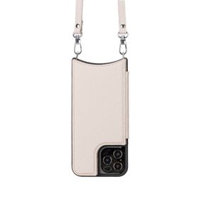 Plm UFW ERC3 Apple iPhone 12 Pro Max Uyumlu Bej Deri Askılı Kılıf