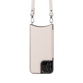 Plm UFW ERC3 Apple iPhone 12 Pro Max Uyumlu Bej Deri Askılı Kılıf