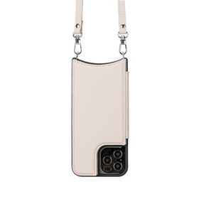Plm UFW ERC3 Apple iPhone 12 Pro Max Uyumlu Bej Deri Askılı Kılıf