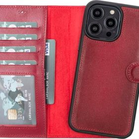 Plm V4EF Apple iPhone 14 Pro Max Uyumlu Deri Cüzdanlı Kılıf