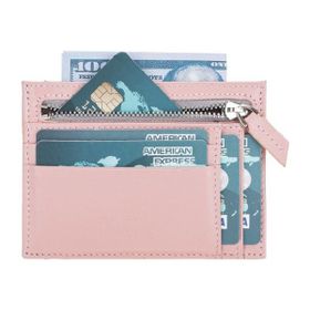 Plm Zip ZPCH NU2 Pembe Deri Fermuarlı Kartlık