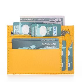 Plm ZPCH FL12 Zip Sarı Deri Fermuarlı Kartlık