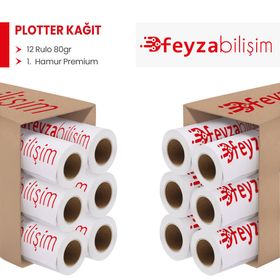 PlotterSarf 1.Hamur Premium Opak 31 cm 50 mt 12 Rulo 80 gr Plotter Çizim Kağıdı
