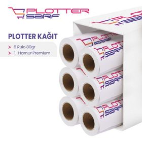 PlotterSarf 1.Hamur Premium Opak 80 gr 91.4 cm x 50 mt 6 Rulo Plotter Çizim Kağıdı