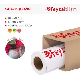 PlotterSarf Parlak Kuşe 180 gr Dye 107 cm x 30 mt 1 Rulo Fotoğraf Kağıdı