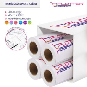 PlotterSarf Plankopya 92 gr Rulo 45 cm x 150 mt 4 Rulo Ozalit Aydınger Çizim Kağıdı