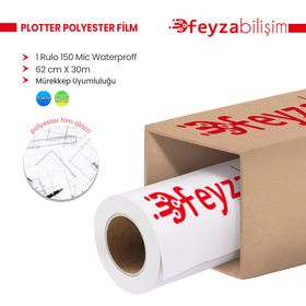 PlotterSarf Plotter Polyesteri İnkjet Waterprof 150 Micron Rulo 62 cm x 30 mt 1 Diazo Kağıdı