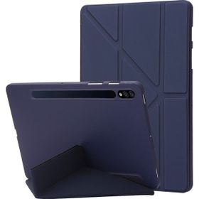PLZ Shop Samsung Galaxy Tab S8 S7 için Deri Renkli Dark Blue Tablet Kasası