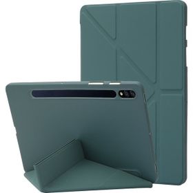 PLZ Shop Samsung Galaxy Tab S8 S7 için Deri Renkli Dark Green Tablet Kasası