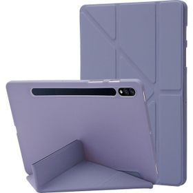 PLZ Shop Samsung Galaxy Tab S8 S7 için Deri Renkli Purple Tablet Kasası