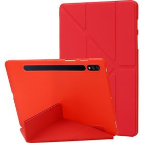 PLZ Shop Samsung Galaxy Tab S8 S7 için Deri Renkli Red Tablet Kasası