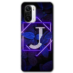 Poco F3 Dark Neon Yaprak J Harfi Baskılı Uyumlu Silikon Kılıf